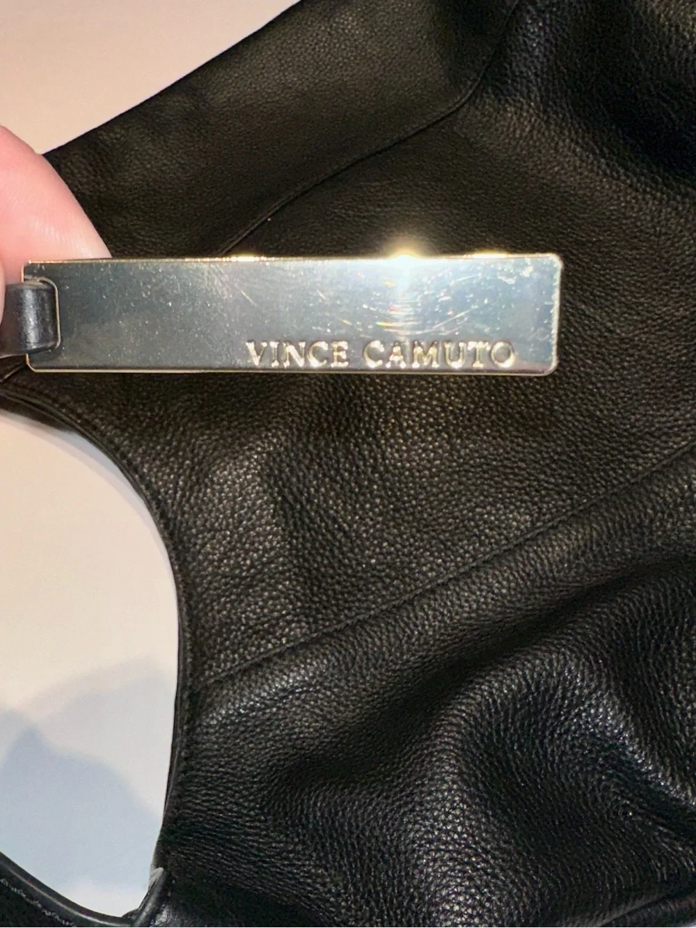Vince Black Pebbled Leather Hobo/Shoulder Bag